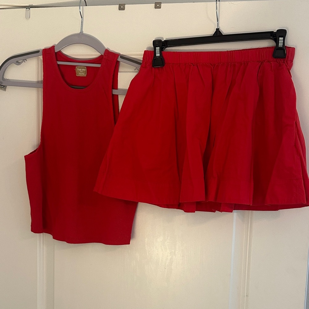 Free People Red Two-Piece Skirt Set - Picture 4 of 4